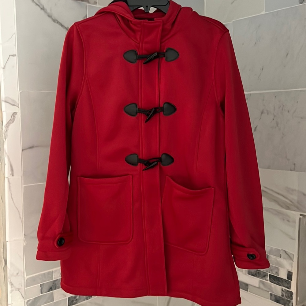 Women's Red Toggle Coat